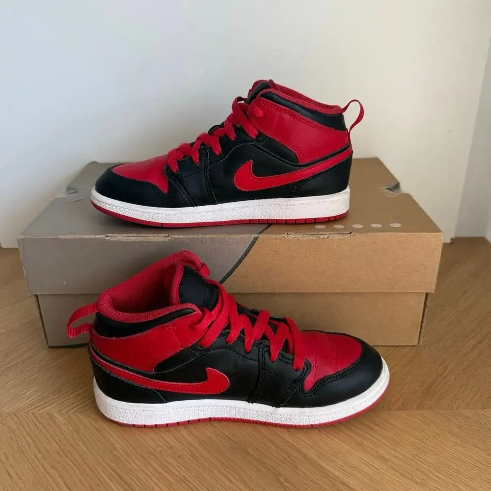 Nike Air Jordan 1 Mid ‘Alternate Bred’ Kids Sneakers- SZ 1 Y